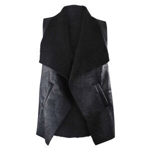 Vegan Leather Fur Lined Vest With Collar